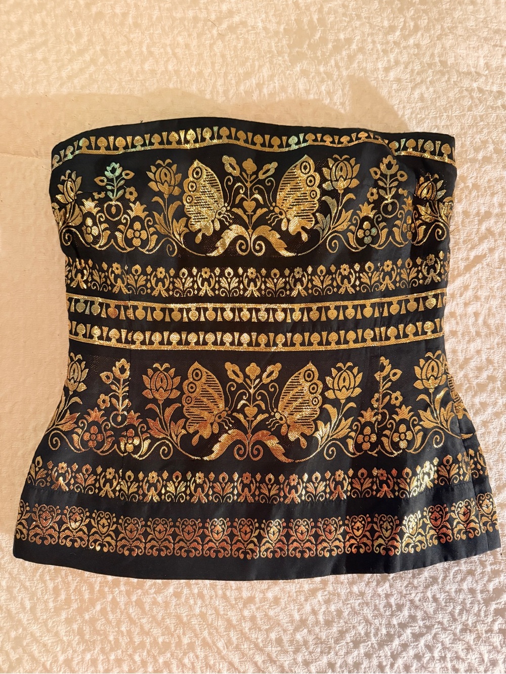 Ralph Lauren Strapless Brocade Corset Top